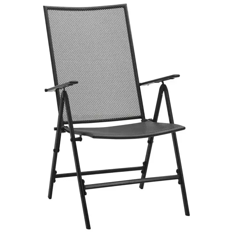 Conjunto de comedor para patio vidaXL, mesa de comedor y silla de malla para patio, acero antracita