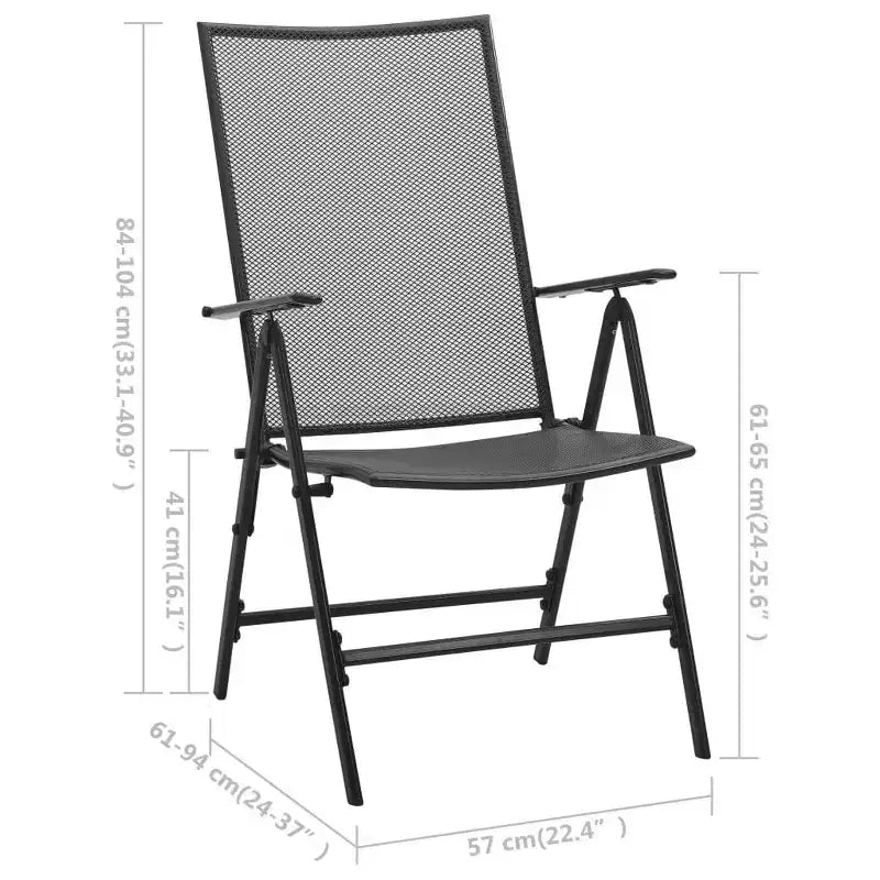 Conjunto de comedor para patio vidaXL, mesa de comedor y silla de malla para patio, acero antracita