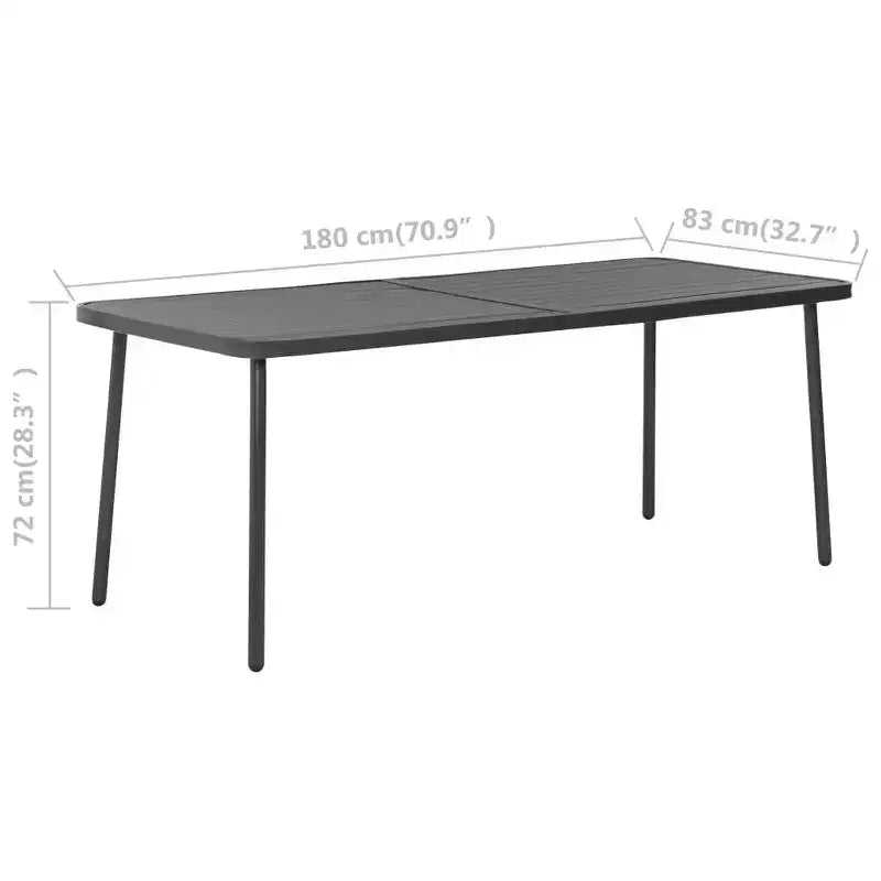 Conjunto de comedor para patio de vidaXL, mesa y sillas, conjunto de muebles de patio de acero, gris oscuro