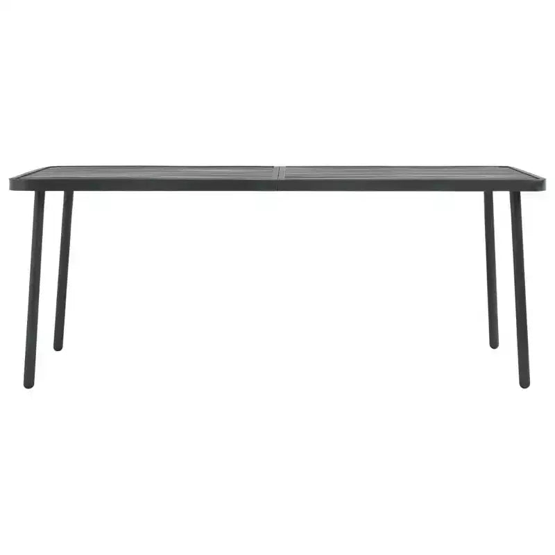 Conjunto de comedor para patio de vidaXL, mesa y sillas, conjunto de muebles de patio de acero, gris oscuro