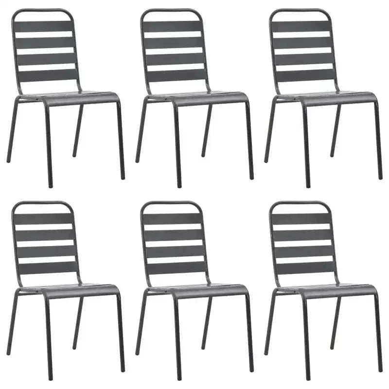 Conjunto de comedor para patio de vidaXL, mesa y sillas, conjunto de muebles de patio de acero, gris oscuro