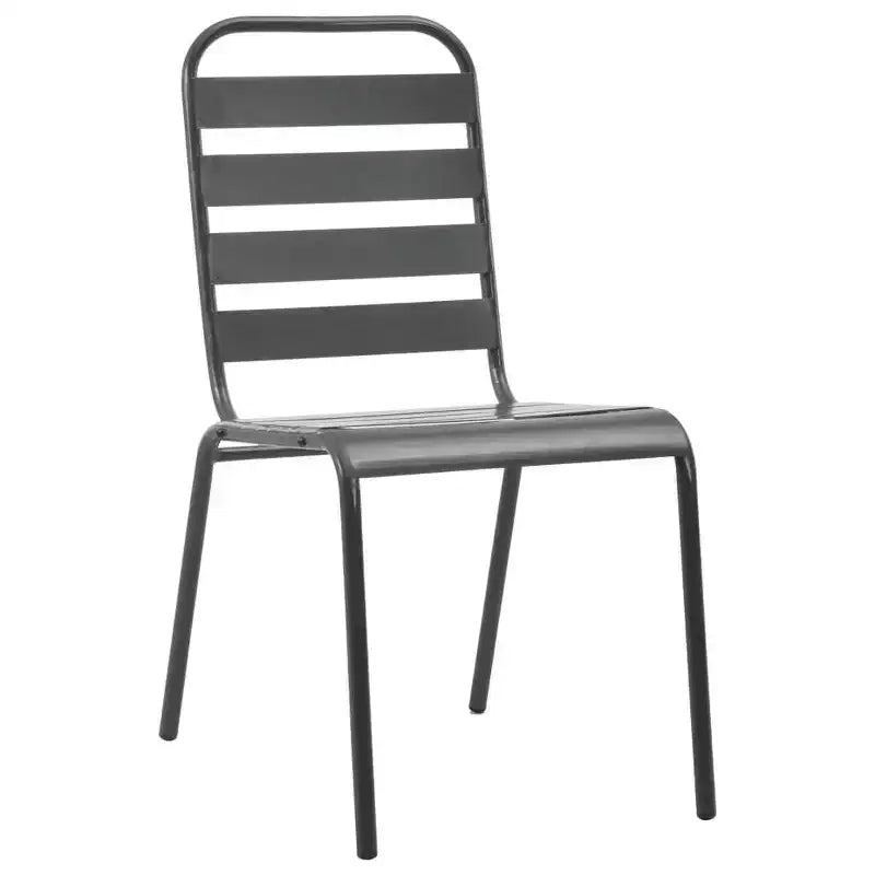 Conjunto de comedor para patio de vidaXL, mesa y sillas, conjunto de muebles de patio de acero, gris oscuro