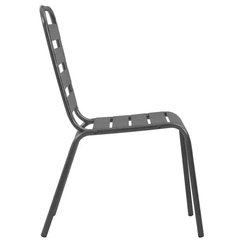 Conjunto de comedor para patio de vidaXL, mesa y sillas, conjunto de muebles de patio de acero, gris oscuro