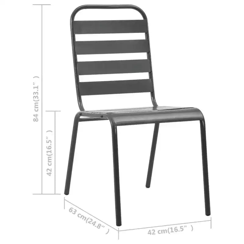 Conjunto de comedor para patio de vidaXL, mesa y sillas, conjunto de muebles de patio de acero, gris oscuro