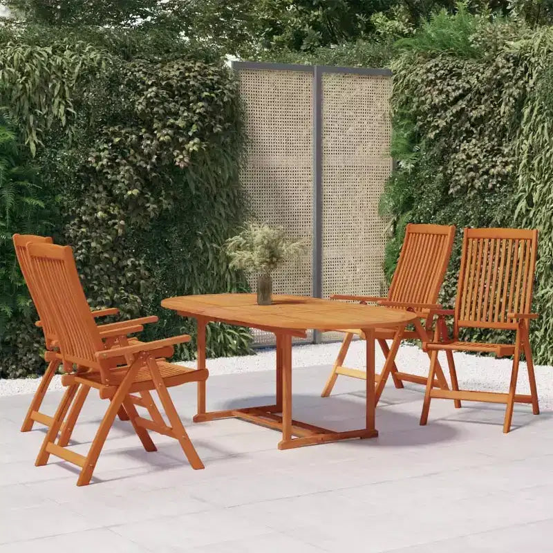 vidaXL Conjunto de comedor para patio con mesa extensible y sillas de madera maciza de eucalipto