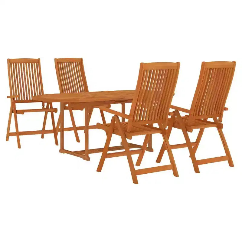 vidaXL Conjunto de comedor para patio con mesa extensible y sillas de madera maciza de eucalipto