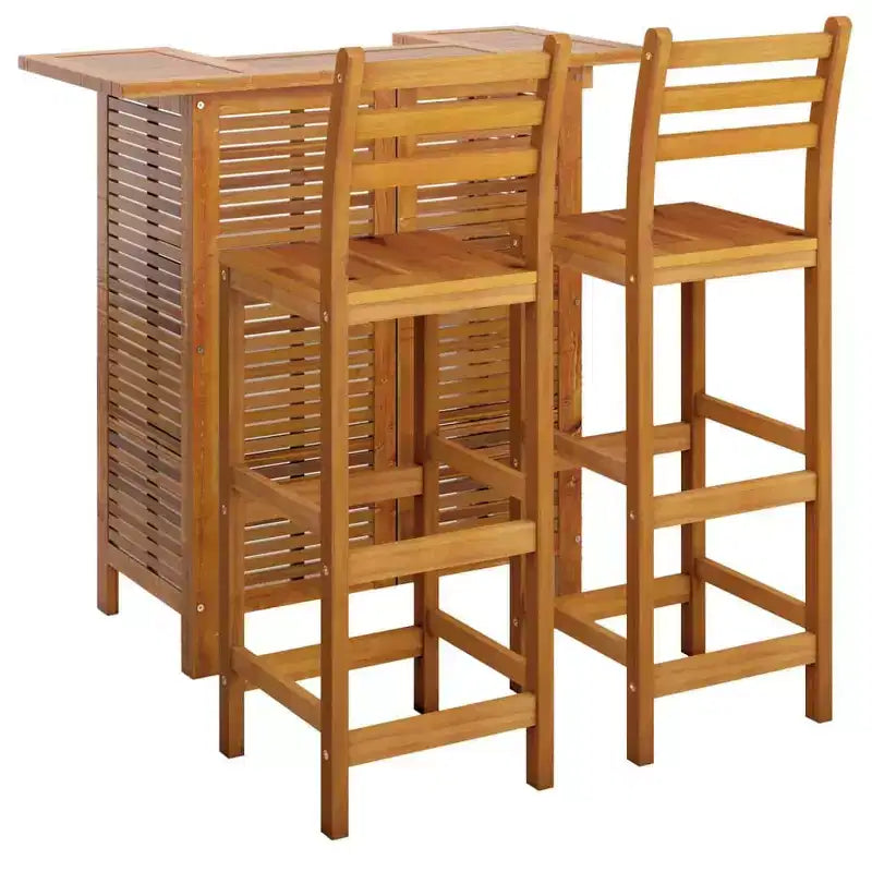 Conjunto de mesa y sillas de bar vidaXL, conjunto de comedor de 3 piezas, de madera maciza de acacia