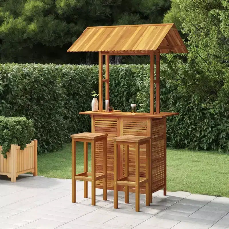 Ensemble de bar de jardin vidaXL, table et chaises de balcon d’extérieur en bois massif d’acacia