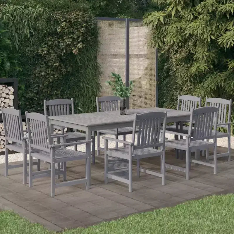 Ensemble de salle à manger de terrasse vidaXL, table et chaises en bois massif d'acacia gris