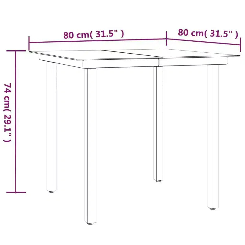vidaXL conjunto de comedor para patio con mesa y sillas, poliratán gris y negro y acero - longitud de la mesa 31.5, 4 artículos