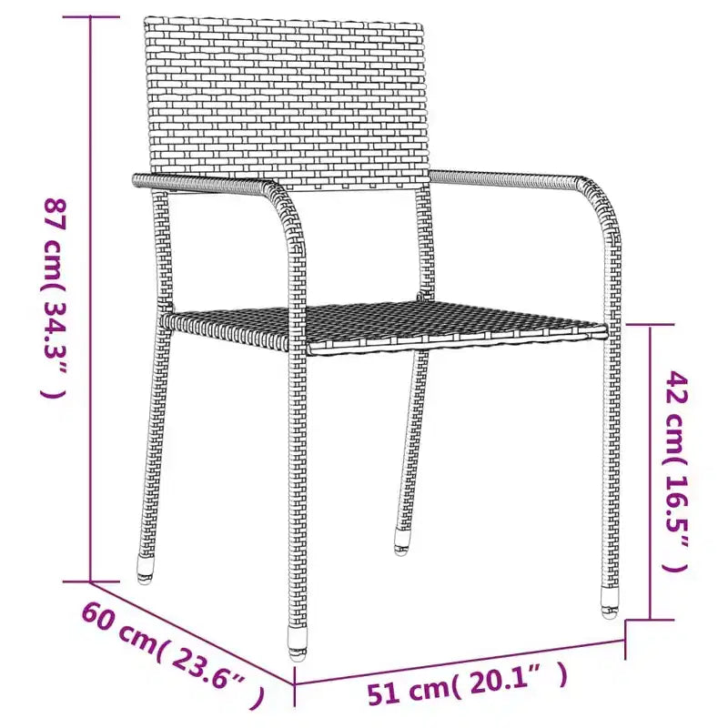 vidaXL conjunto de comedor para patio con mesa y sillas, poliratán gris y negro y acero - longitud de la mesa 31.5, 4 artículos