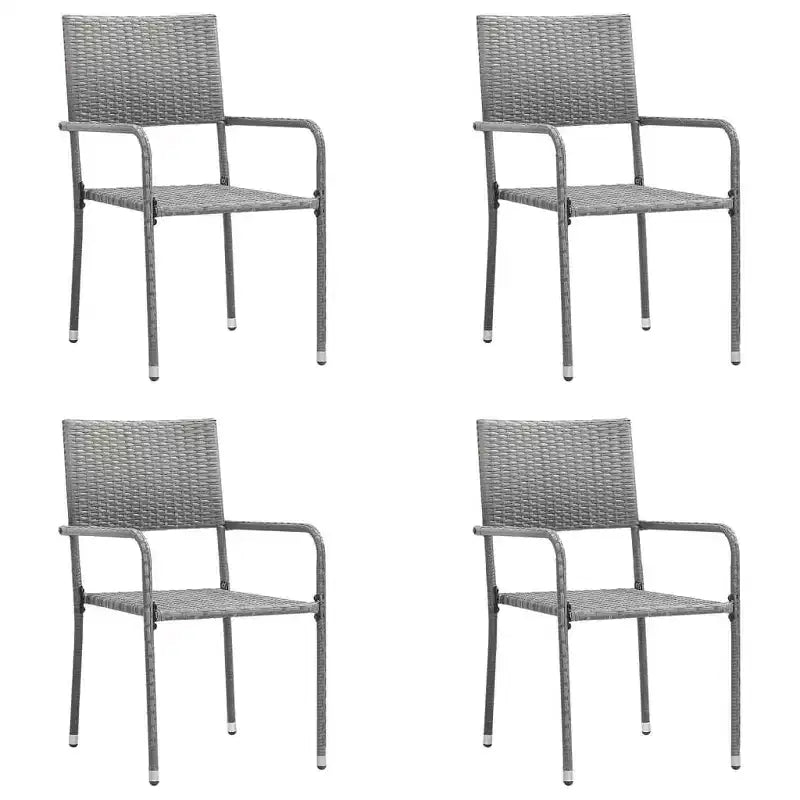 vidaXL conjunto de comedor para patio con mesa y sillas, poliratán gris y negro y acero - longitud de la mesa 31.5, 4 artículos