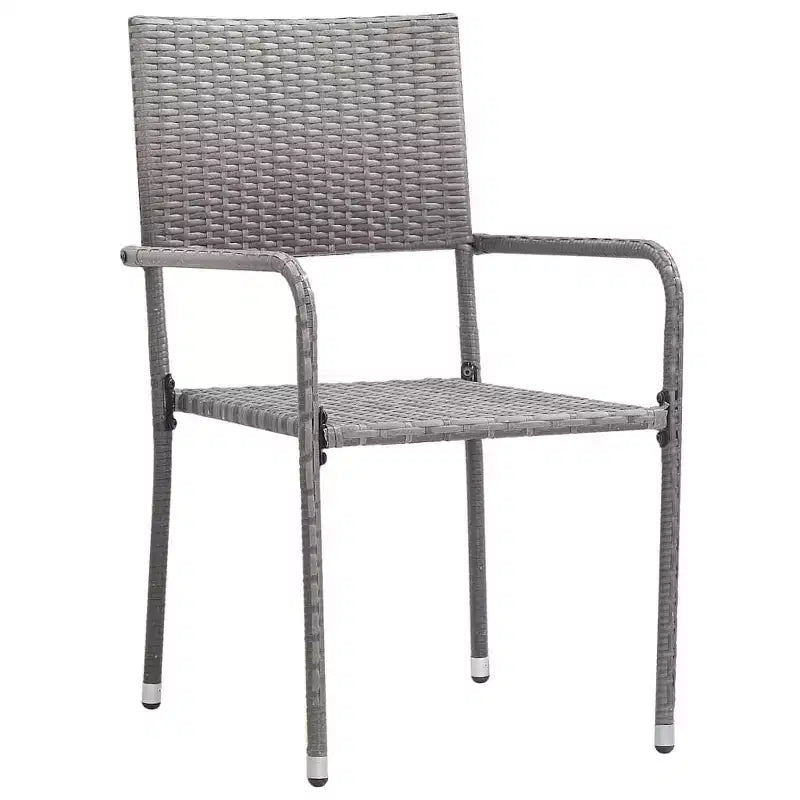 vidaXL conjunto de comedor para patio con mesa y sillas, poliratán gris y negro y acero - longitud de la mesa 31.5, 4 artículos