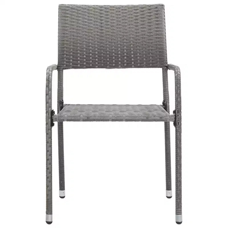 vidaXL conjunto de comedor para patio con mesa y sillas, poliratán gris y negro y acero - longitud de la mesa 31.5, 4 artículos