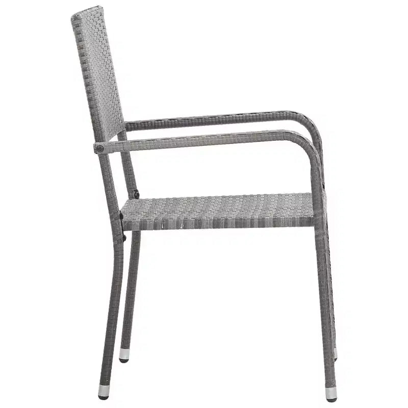 vidaXL conjunto de comedor para patio con mesa y sillas, poliratán gris y negro y acero - longitud de la mesa 31.5, 4 artículos