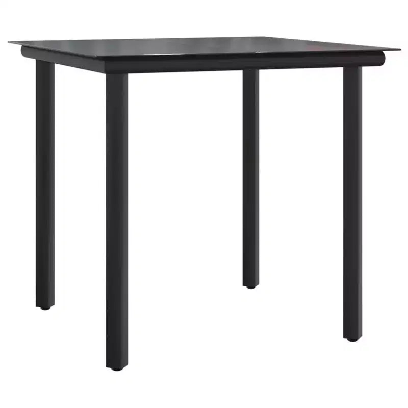 vidaXL conjunto de comedor para patio con mesa y sillas, poliratán gris y negro y acero - longitud de la mesa 31.5, 4 artículos