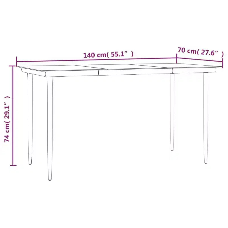 Conjunto de comedor para patio vidaXL, mesa y sillas de ratán de polietileno y acero gris y negro - mesa de 55.1 de largo, 4 piezas