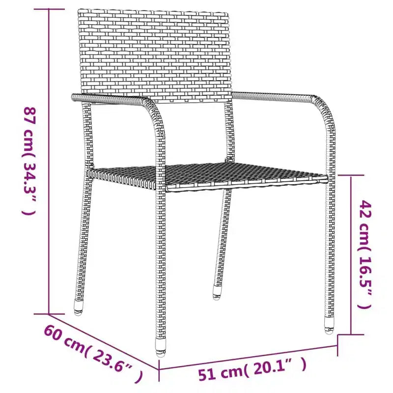 Conjunto de comedor para patio vidaXL, mesa y sillas de ratán de polietileno y acero gris y negro - mesa de 55.1 de largo, 4 piezas