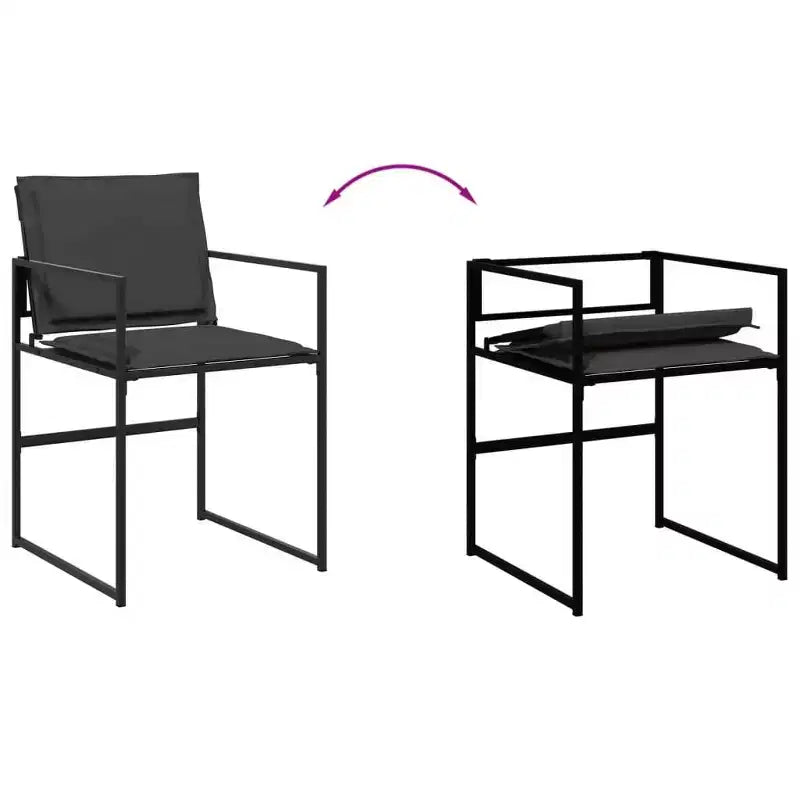 vidaXL conjunto de comedor para patio con cojines, muebles de jardín para exterior, textileno negro