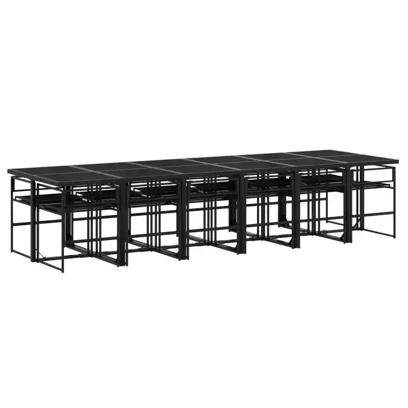 vidaXL conjunto de comedor para patio con cojines, muebles de jardín para exterior, textileno negro