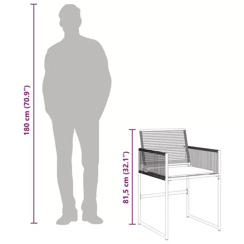 Ensemble de repas de jardin vidaXL avec coussins, table et chaises d’extérieur, rotin synthétique noir