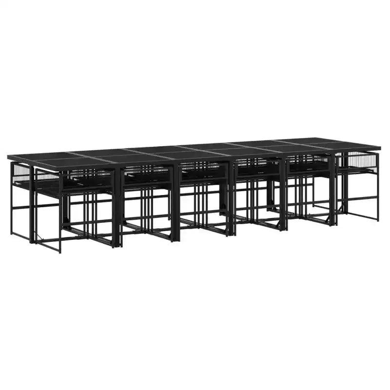 Ensemble de repas de jardin vidaXL avec coussins, table et chaises d’extérieur, rotin synthétique noir