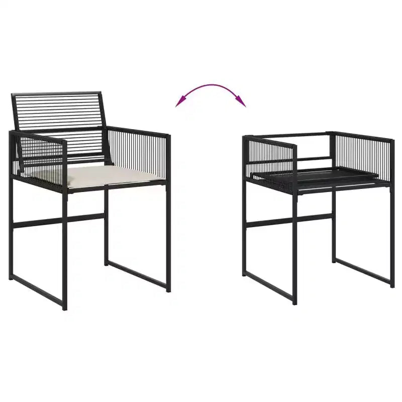 Ensemble de repas de jardin vidaXL avec coussins, table et chaises d’extérieur, rotin synthétique noir