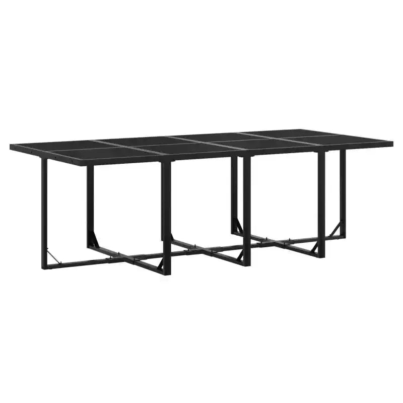 Conjunto de comedor para patio vidaXL con cojines, 13 piezas de textileno negro: diseño de sillas plegables que ahorra espacio, resistente a los rayos UV y mesa de vidrio templado