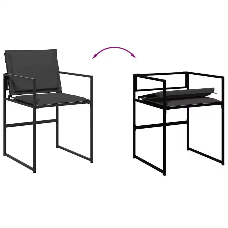 Conjunto de comedor para patio vidaXL con cojines, 13 piezas de textileno negro: diseño de sillas plegables que ahorra espacio, resistente a los rayos UV y mesa de vidrio templado