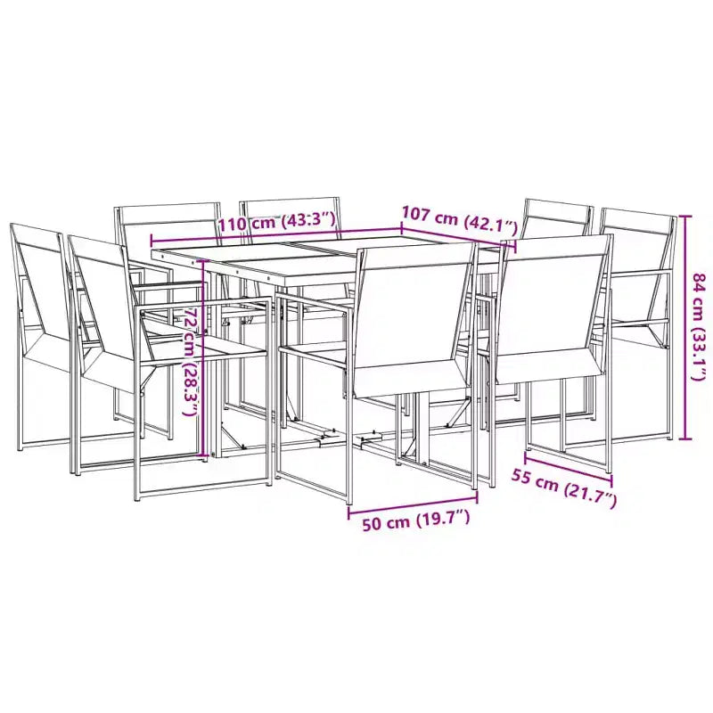 Conjunto de comedor para patio vidaXL, mesa y sillas de jardín, muebles de exterior de textileno