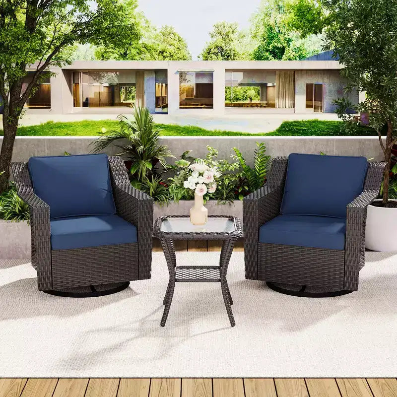 Silla mecedora giratoria para exterior UPTIOT con mesa auxiliar