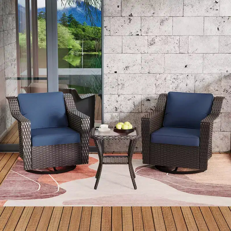 Silla mecedora giratoria para exterior UPTIOT con mesa auxiliar