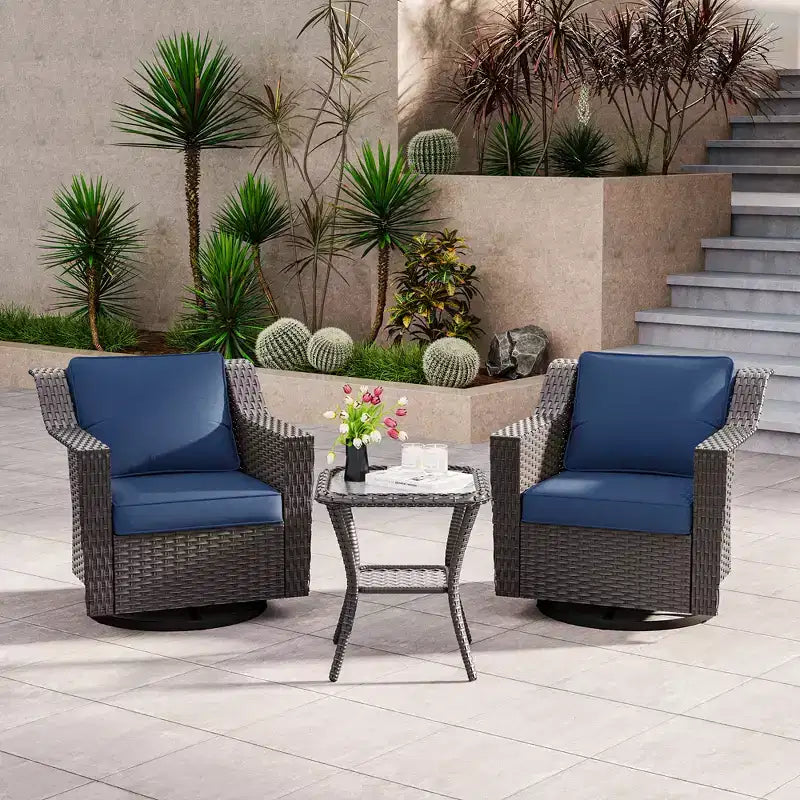 Silla mecedora giratoria para exterior UPTIOT con mesa auxiliar