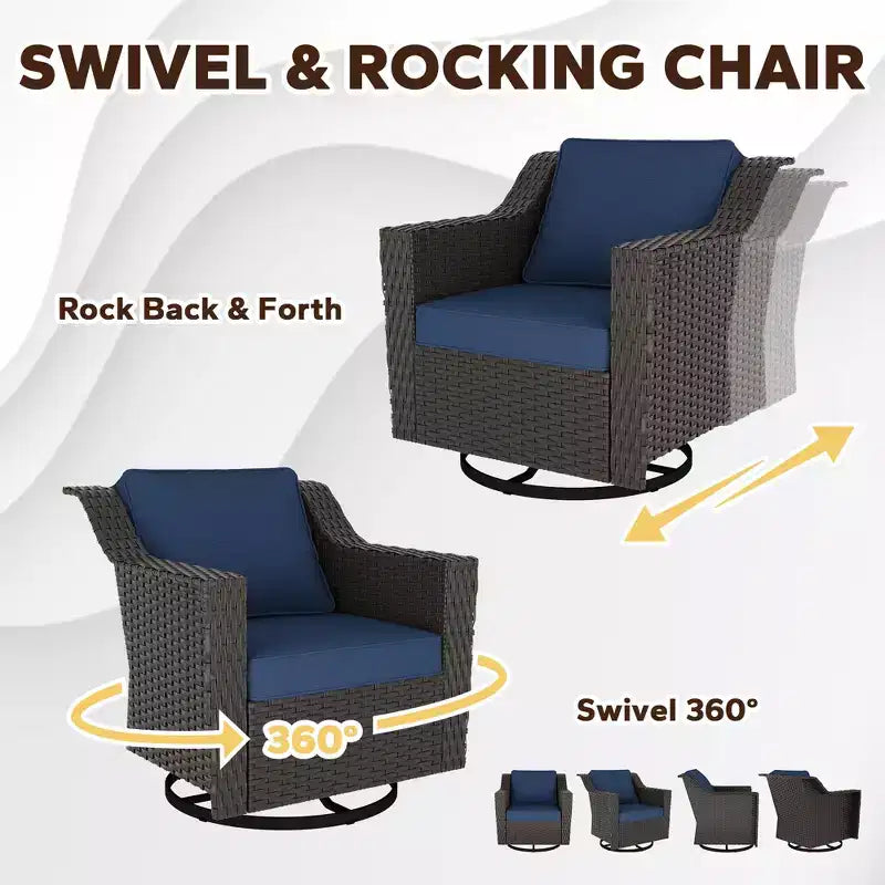 Silla mecedora giratoria para exterior UPTIOT con mesa auxiliar