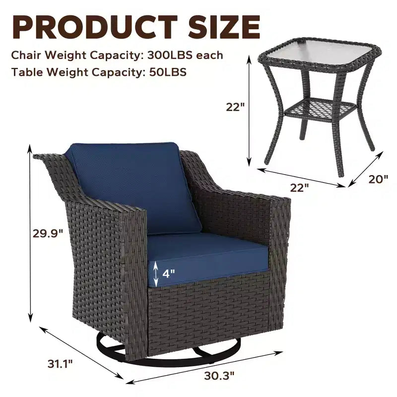 Silla mecedora giratoria para exterior UPTIOT con mesa auxiliar