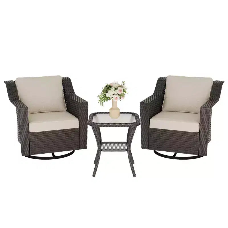 Silla mecedora giratoria para exterior UPTIOT con mesa auxiliar