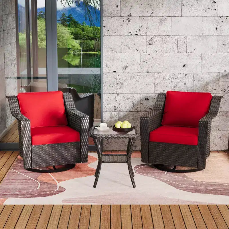 Silla mecedora giratoria para exterior UPTIOT con mesa auxiliar