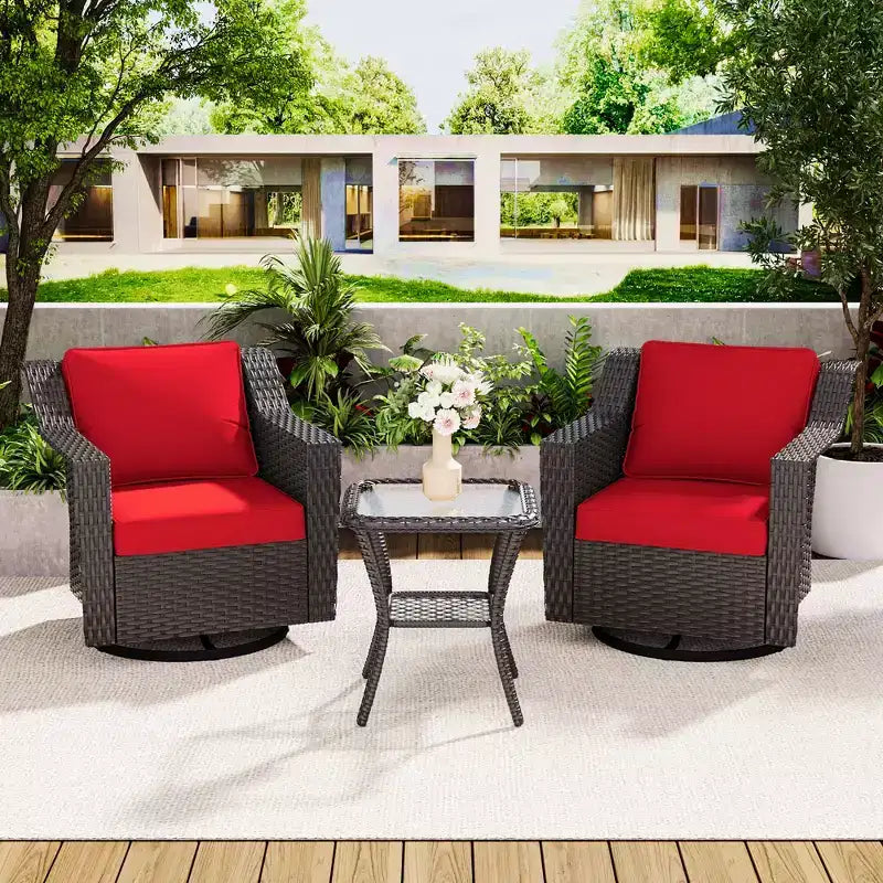 Silla mecedora giratoria para exterior UPTIOT con mesa auxiliar