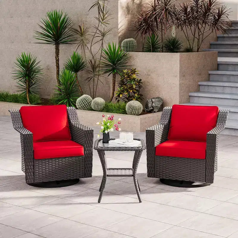 Silla mecedora giratoria para exterior UPTIOT con mesa auxiliar