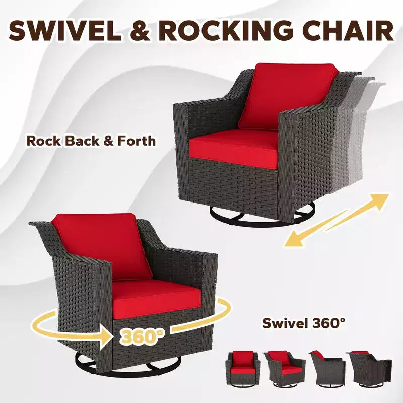 Silla mecedora giratoria para exterior UPTIOT con mesa auxiliar