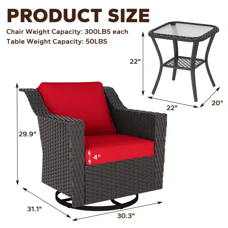 Silla mecedora giratoria para exterior UPTIOT con mesa auxiliar