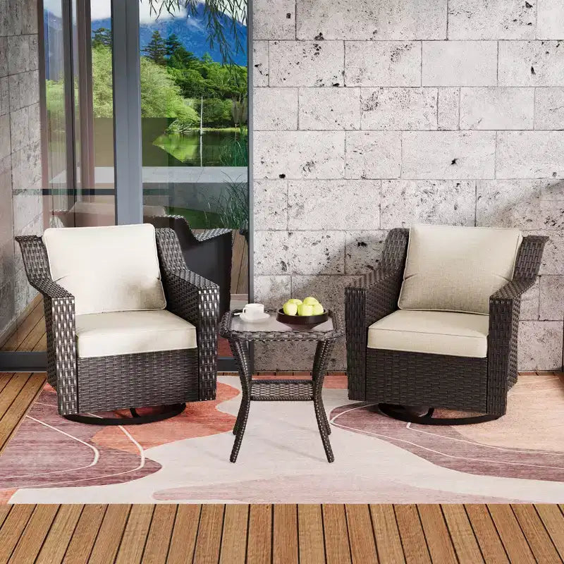 Silla mecedora giratoria para exterior UPTIOT con mesa auxiliar