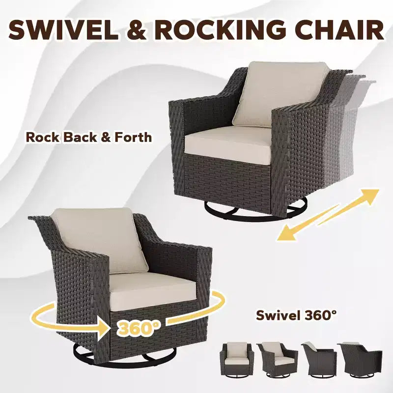 Silla mecedora giratoria para exterior UPTIOT con mesa auxiliar