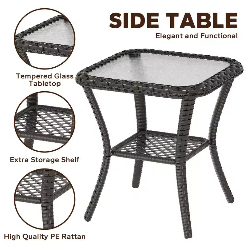 Silla mecedora giratoria para exterior UPTIOT con mesa auxiliar