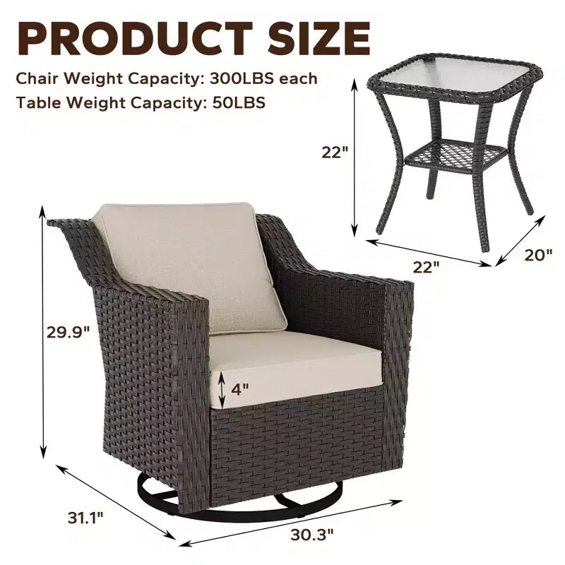 Silla mecedora giratoria para exterior UPTIOT con mesa auxiliar