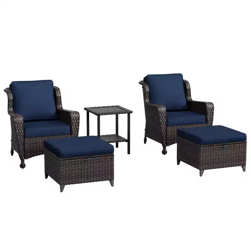 Conjunto de conversación para patio de ratán UPTIOT de 5 piezas con mesa auxiliar