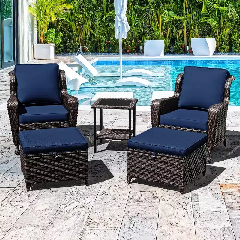 Conjunto de conversación para patio de ratán UPTIOT de 5 piezas con mesa auxiliar