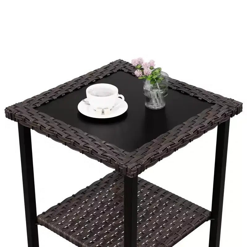 Conjunto de conversación para patio de ratán UPTIOT de 5 piezas con mesa auxiliar