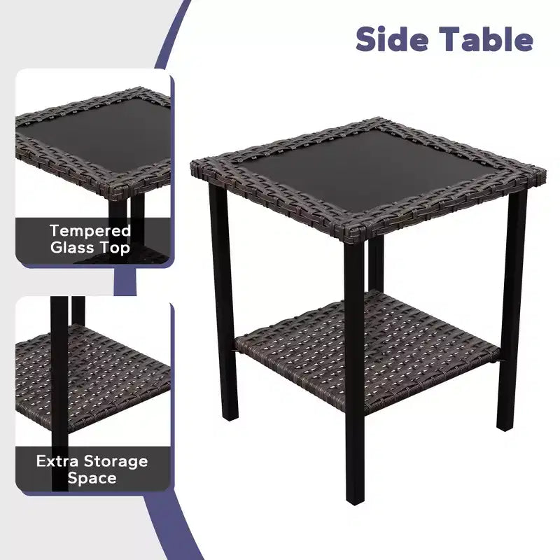 Conjunto de conversación para patio de ratán UPTIOT de 5 piezas con mesa auxiliar