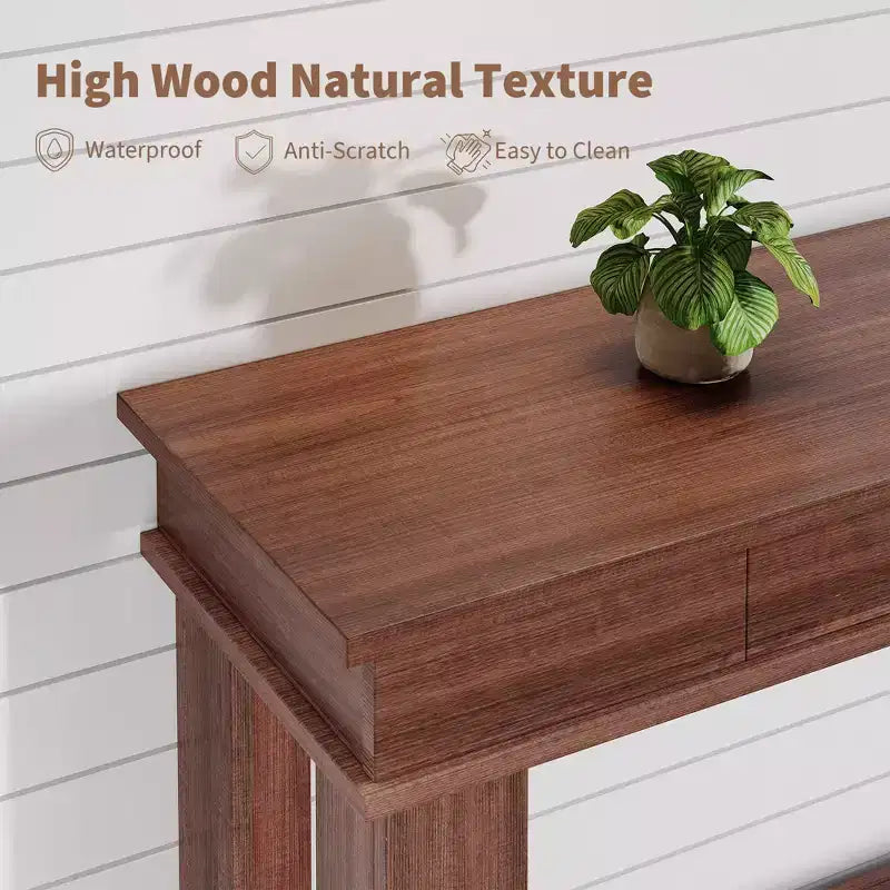 59-Inch Long Console Table, Wooden Entryway Table with 2 Drawers & Open Storage Shelf, Hallway, Living Room